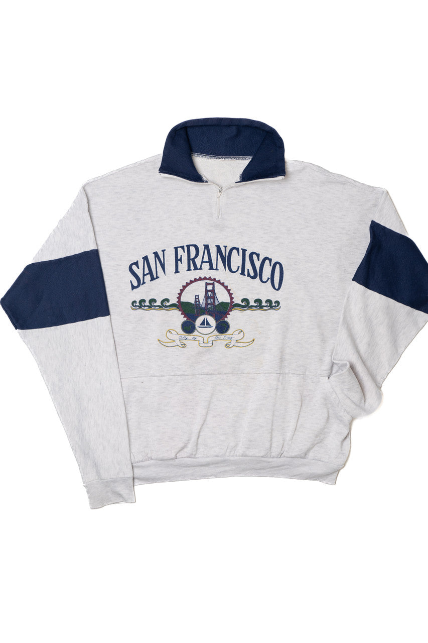Vintage San Francisco Kangaroo Pocket Quarter Zip Sweatshirt