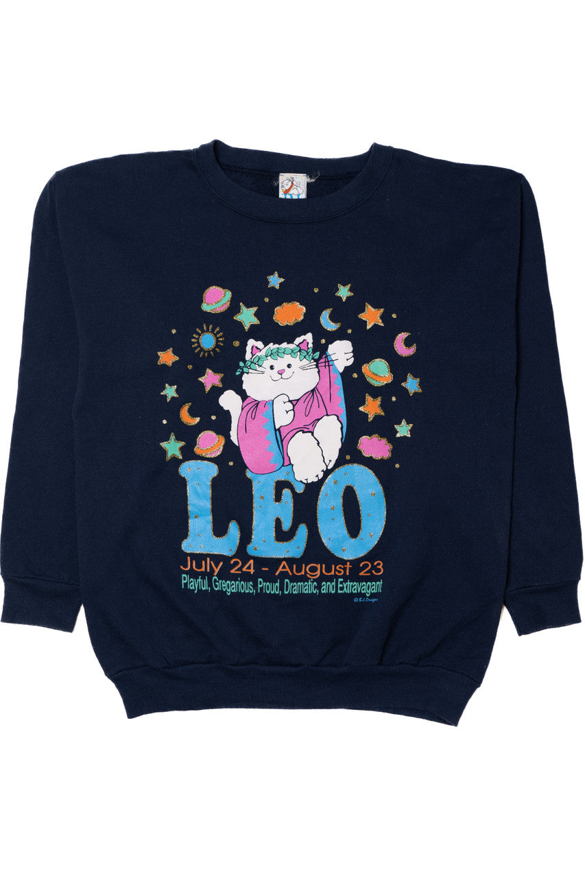Vintage Leo Astrology Zodiac Sign Cat B.J. Designs Sweatshirt
