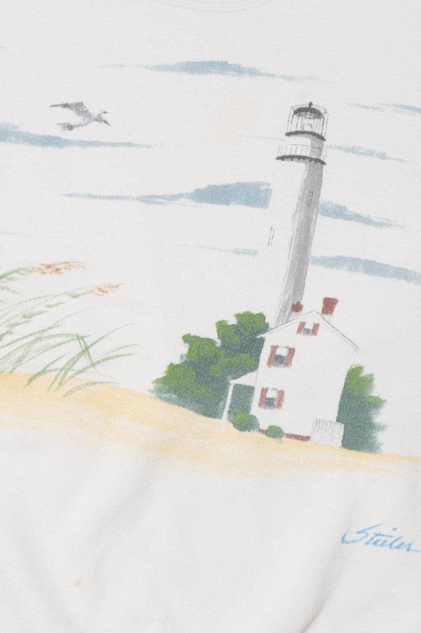 Vintage Lighthouse Coastal Scene Wraparound Print Sweatshirt