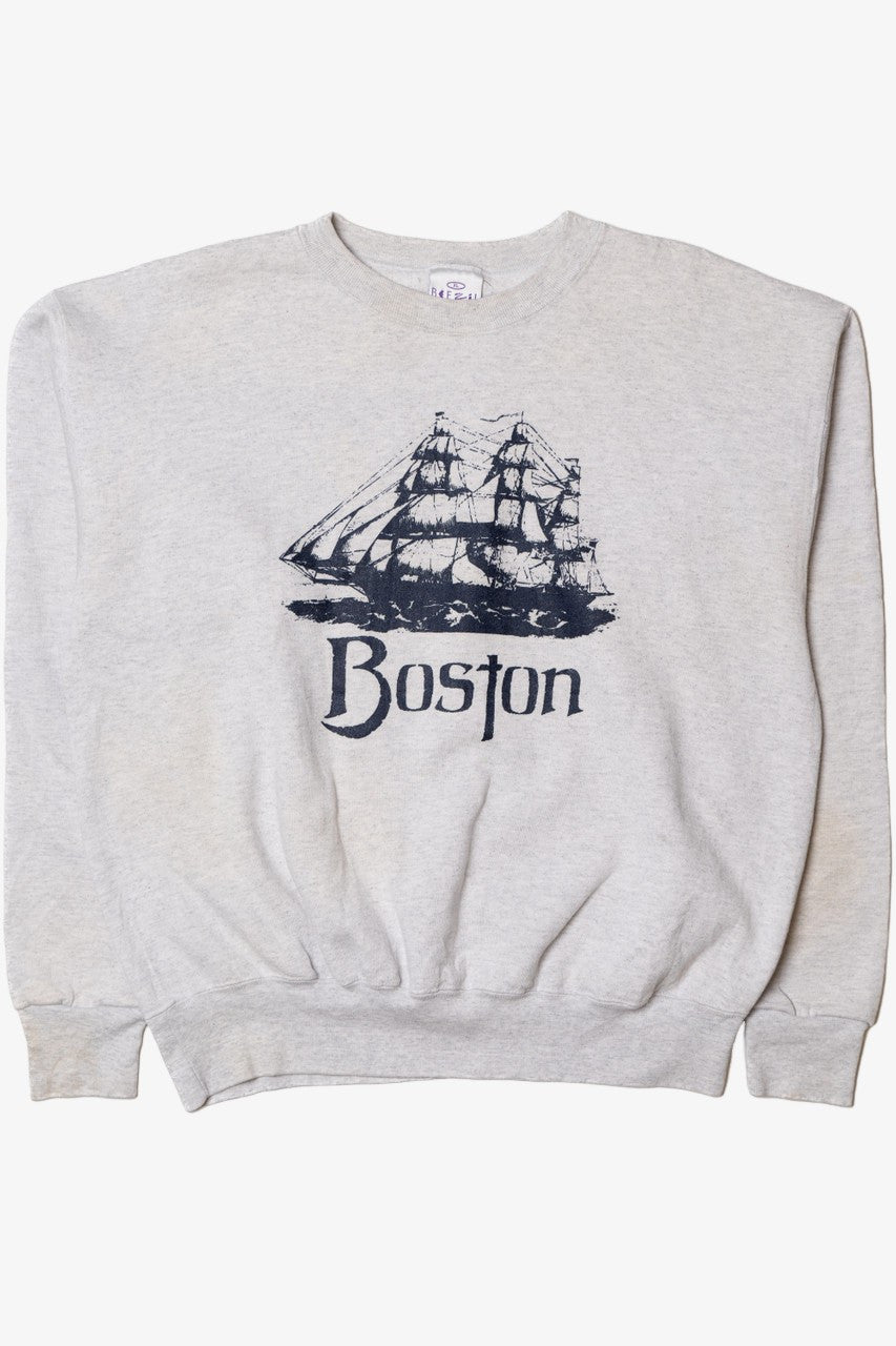 Vintage "Boston" Ship Graphic Print Sweatshirt