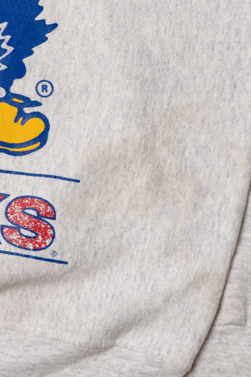 Vintage University of Kansas Jayhawks Mascot "KANSAS" Spellout Sweatshirt