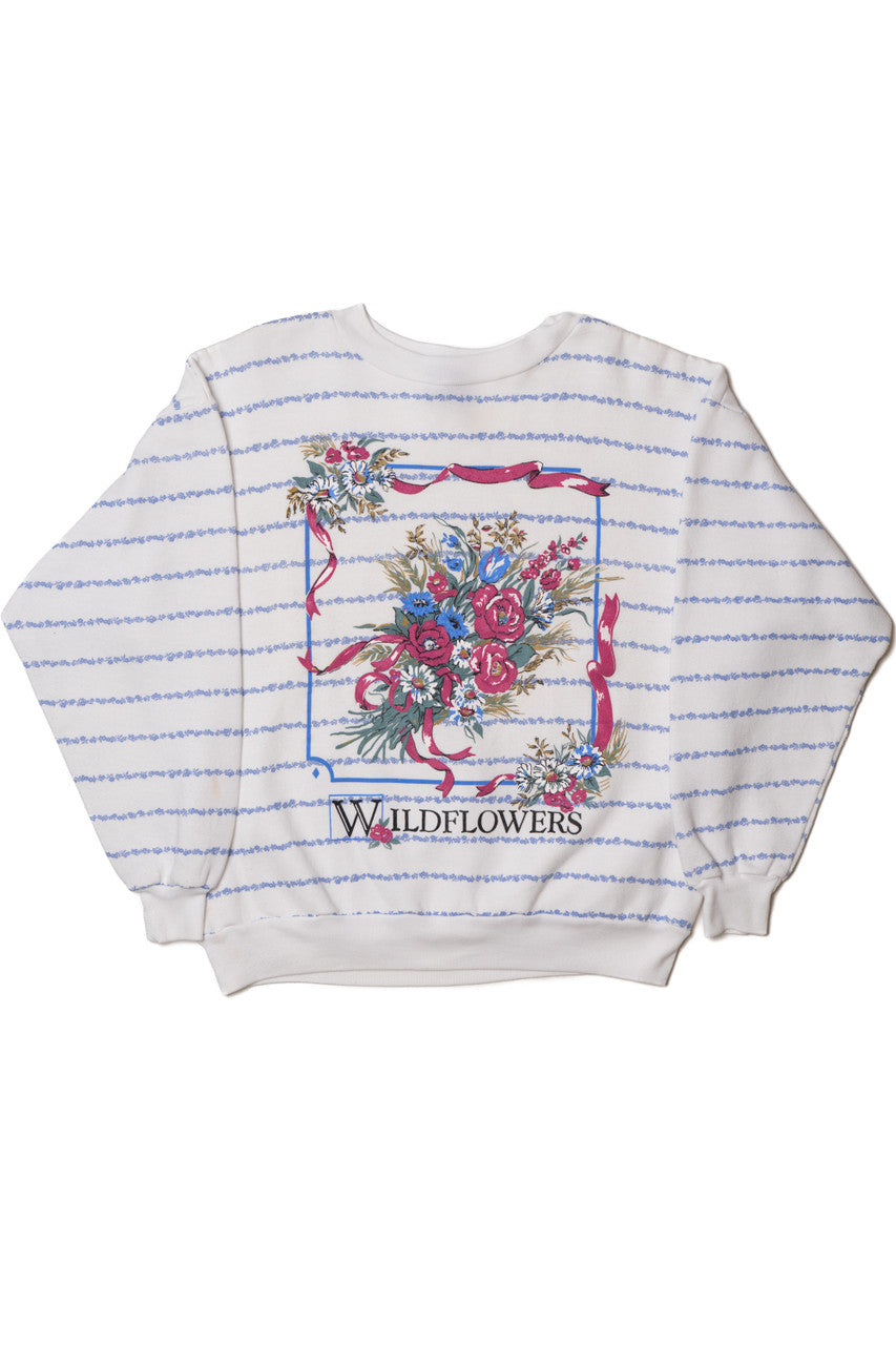 Vintage "Wildflowers" Striped Sweatshirt