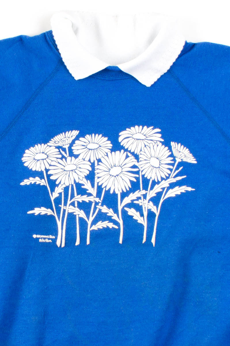 Blue Daisies Collared Sweatshirt