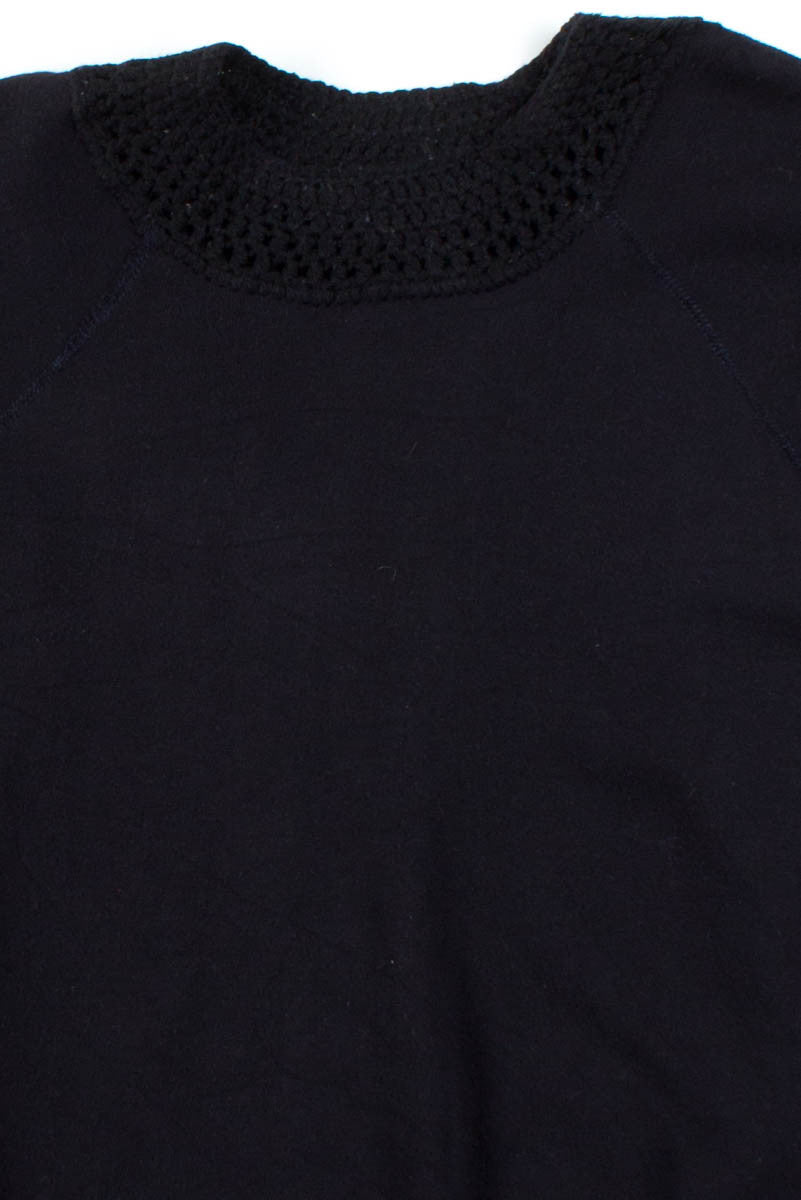 Black Crochet Collar Sweatshirt