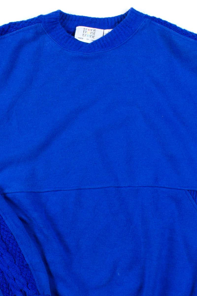 Blue Woven Panel Sweatshirt