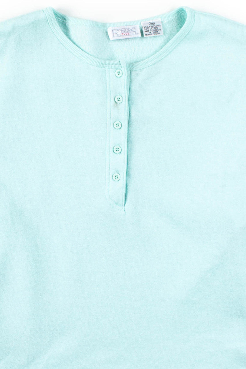 Cropped Mint Henley Sweatshirt