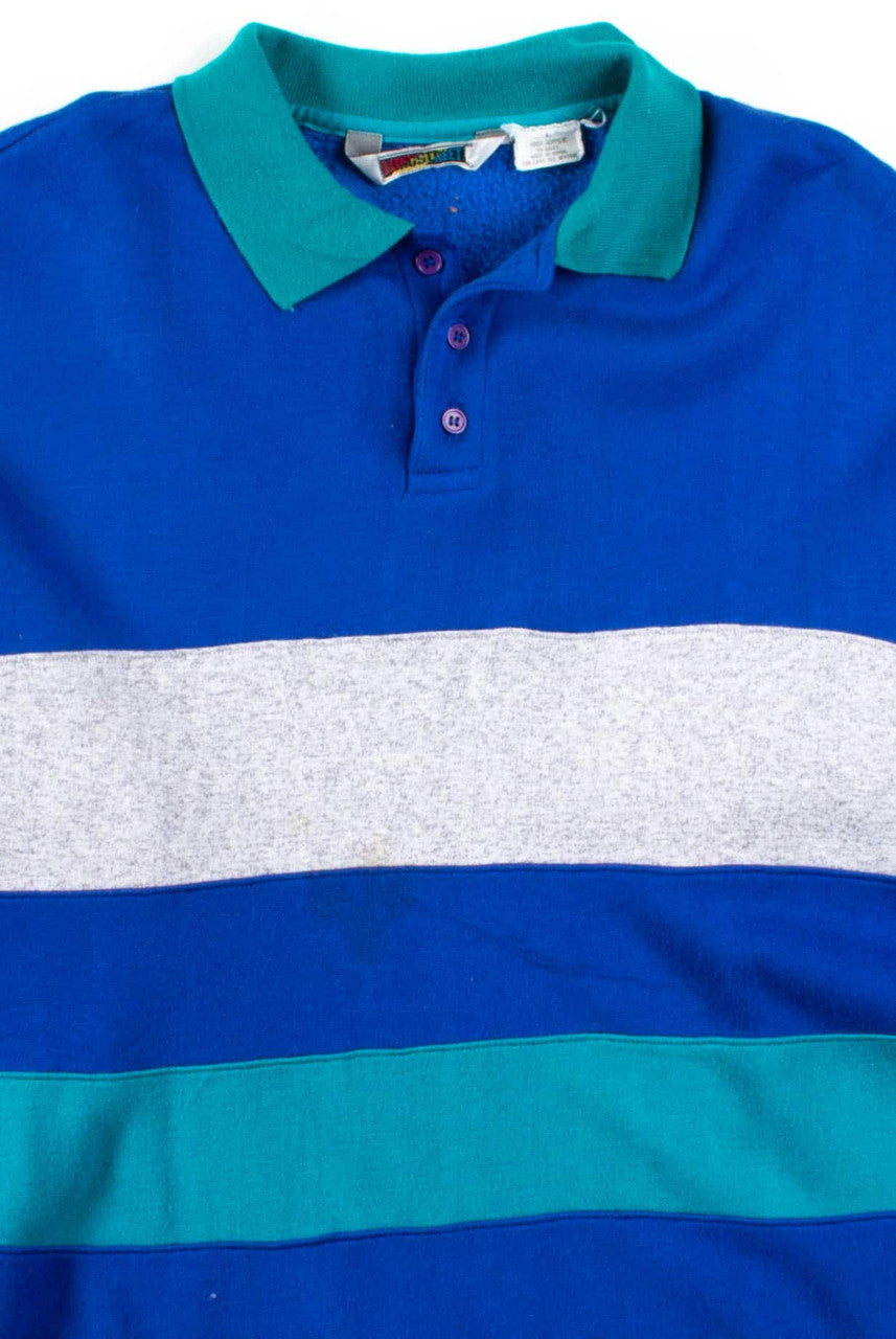 Blue Striped Polo Sweatshirt 1