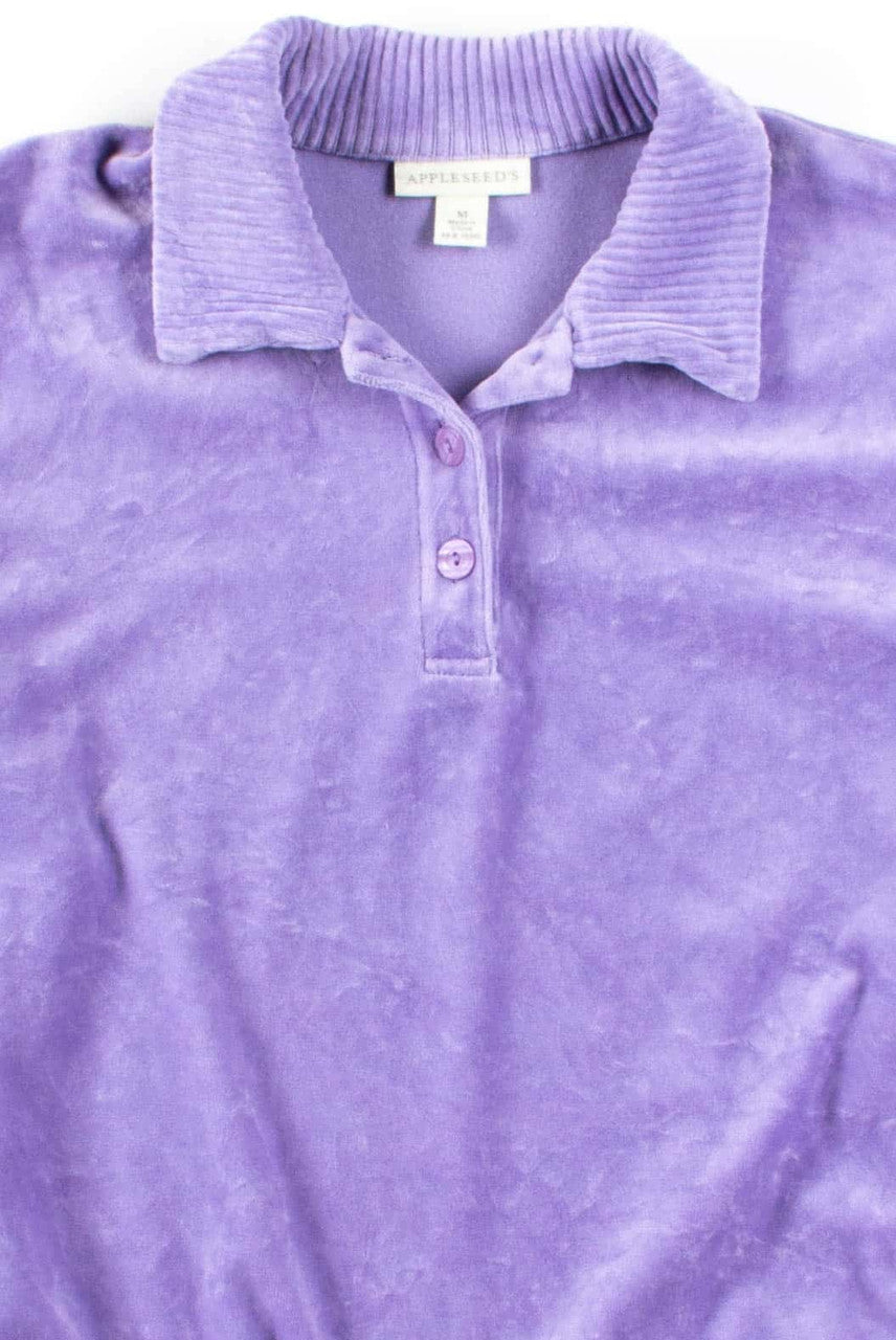 Lavender Velvet Button Collar Sweatshirt