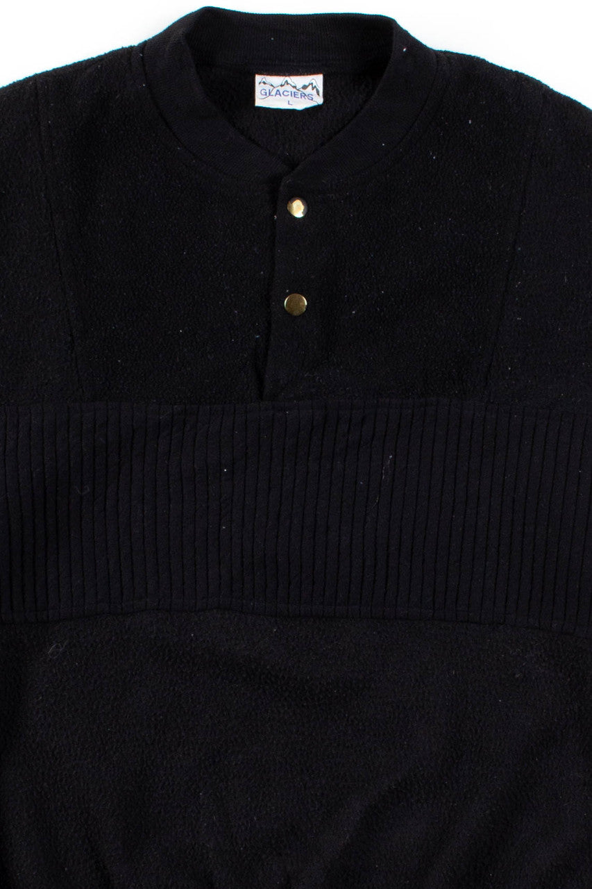 Black Fleece Button Collar Sweatshirt