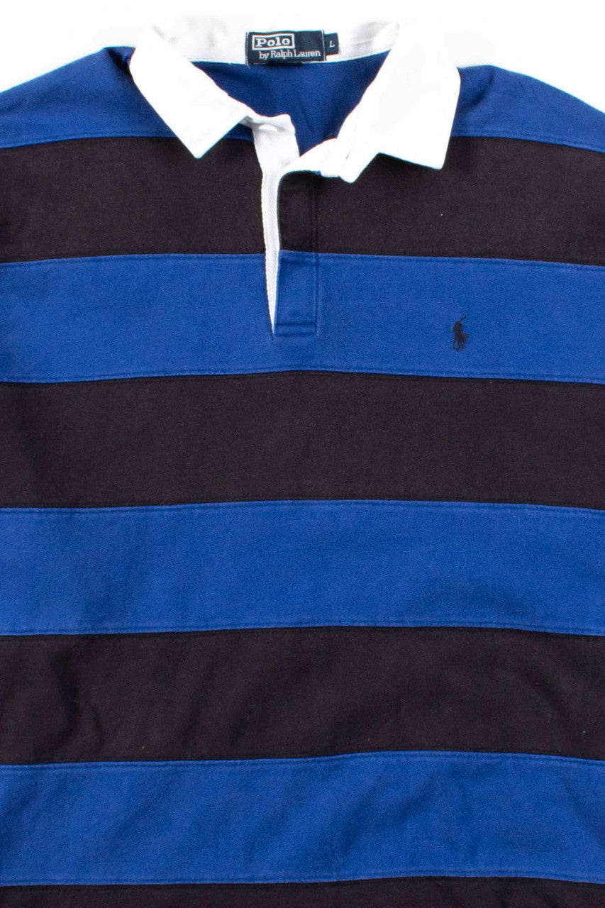 Blue Striped Polo Sweatshirt