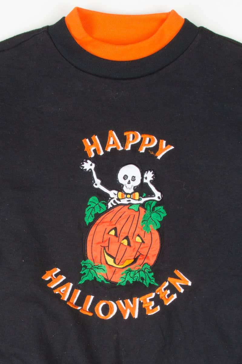 Embroidered Skeleton Halloween Sweatshirt