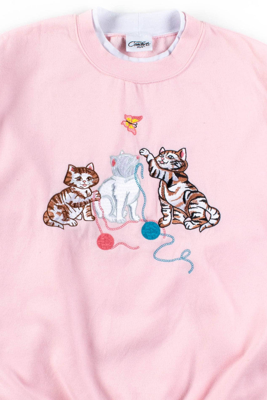 Cats Play Embroidered Sweatshirt