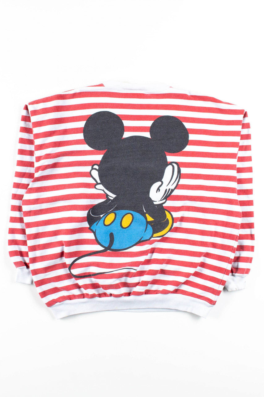 Red Striped Mickey Mouse Sweatshirt