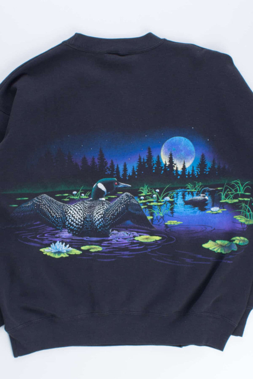 Loon Night Scene Vintage Sweatshirt