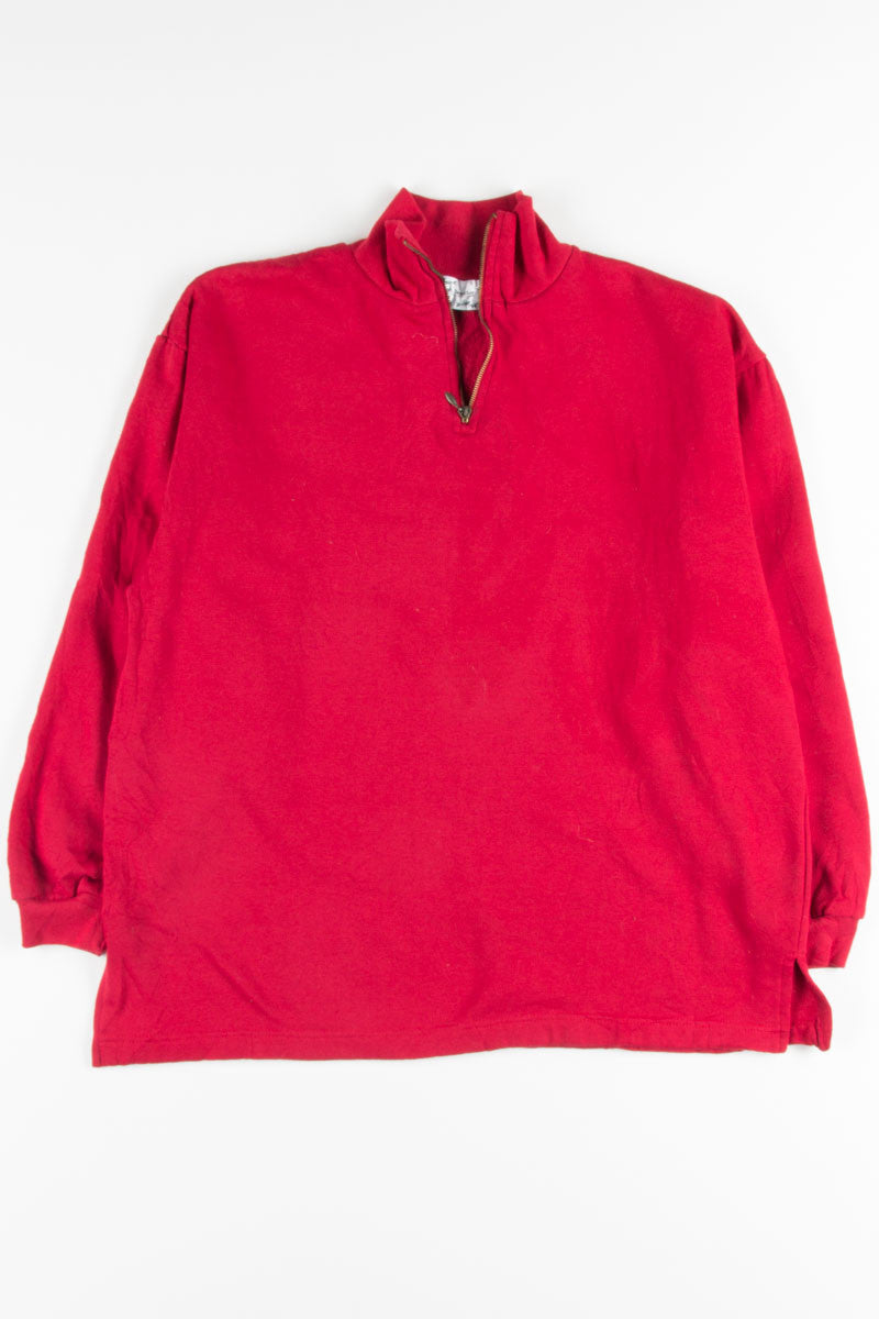 Red Pullover Zip Up Sweatshirt