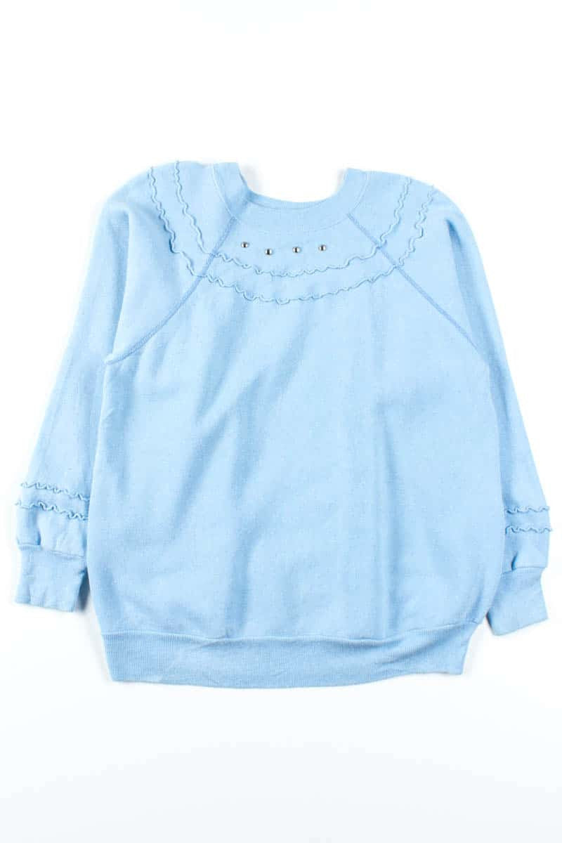 Blue Frilly Studded Sweatshirt