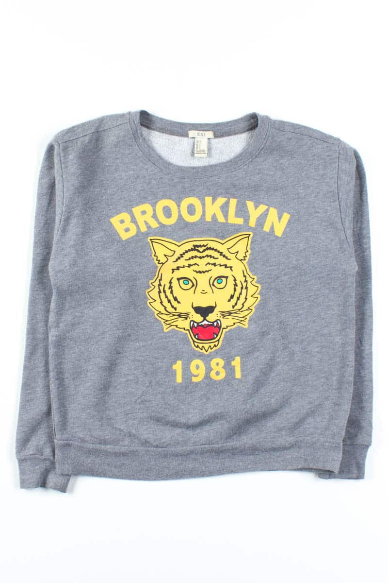 Retro Brooklyn Tiger Screenprint Sweatshirt