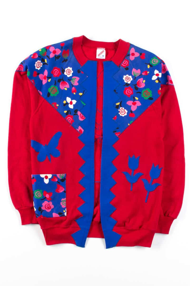 Blue Garden Open Front Sweatshirt