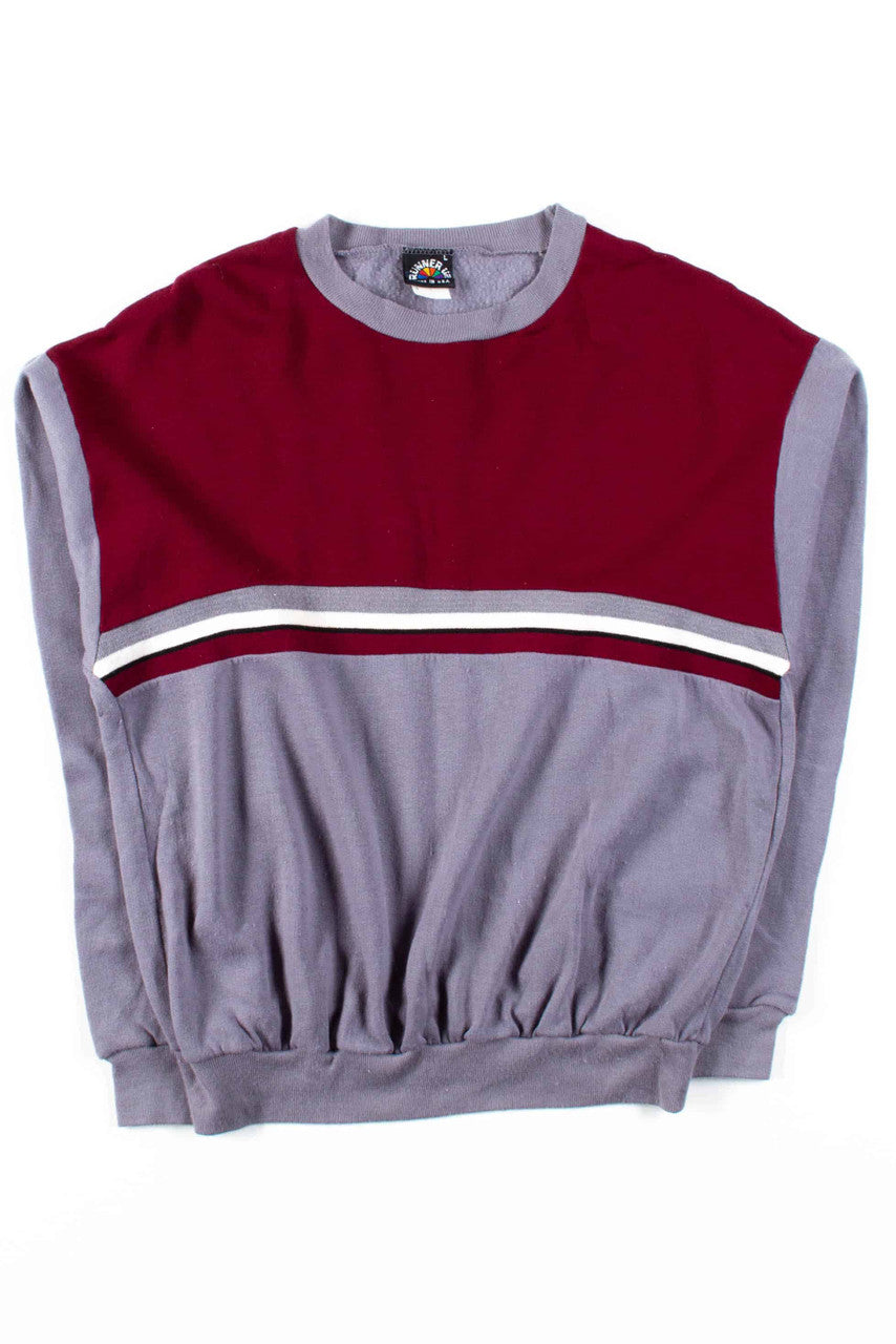 Burgundy & Grey Striped Sweatshirt