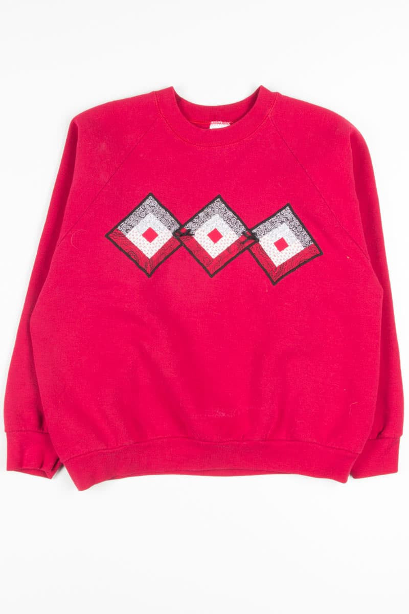 Burgundy Quilted Diamonds Sweatshirt