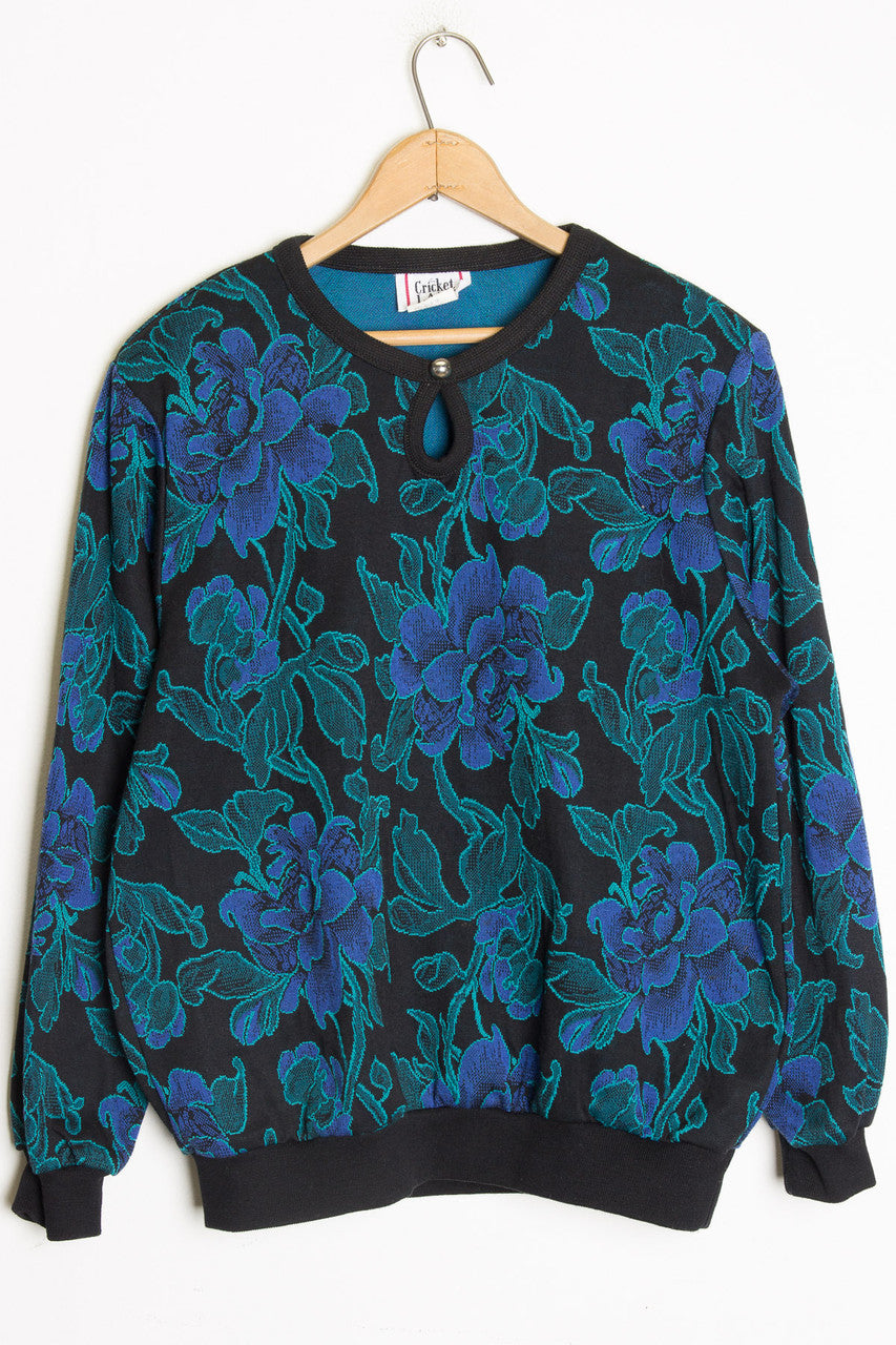 Blue Floral Sweatshirt
