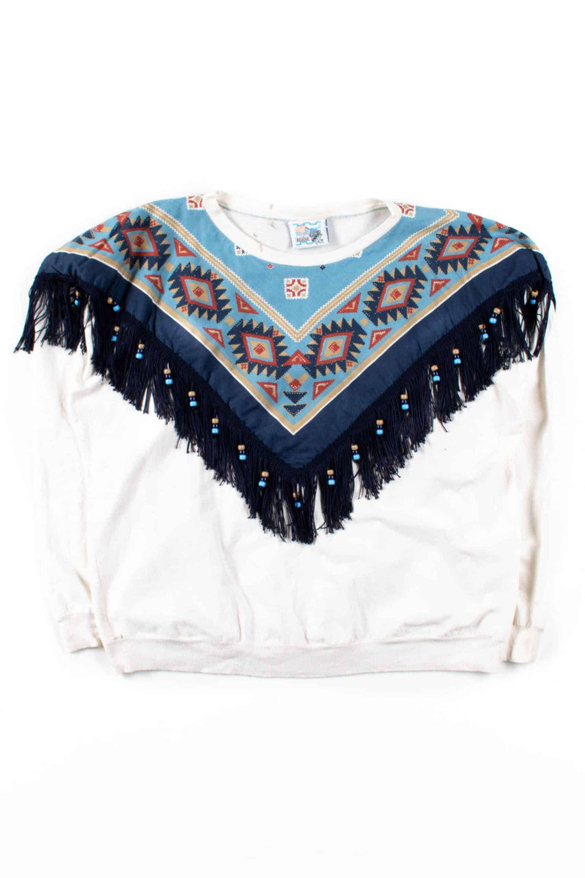 Bandana Fringe Beaded Sweatshirt (M)