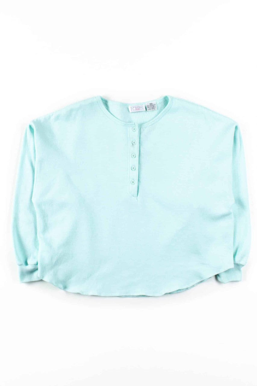 Cropped Mint Henley Sweatshirt