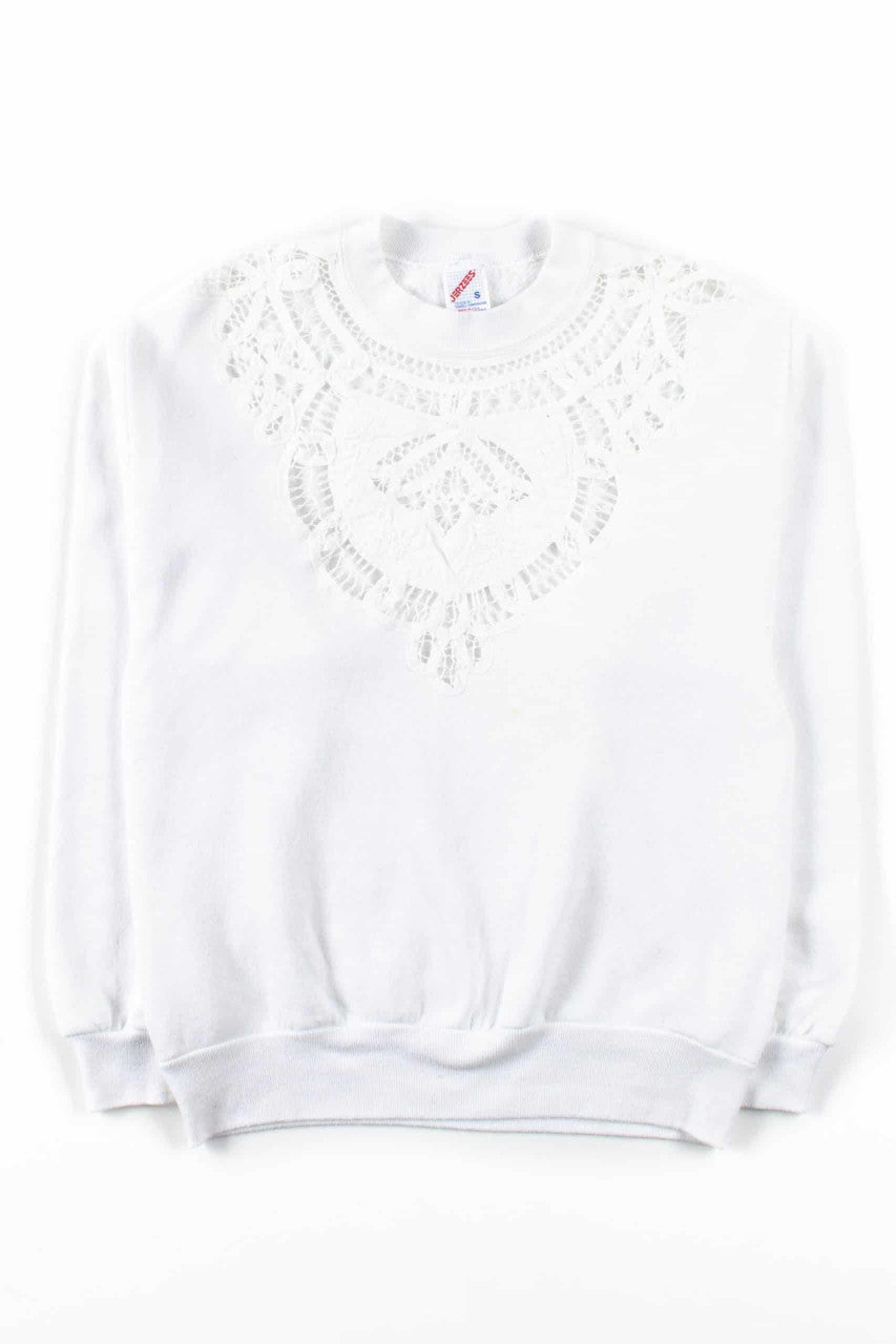 Vintage White Lace Sweatshirt