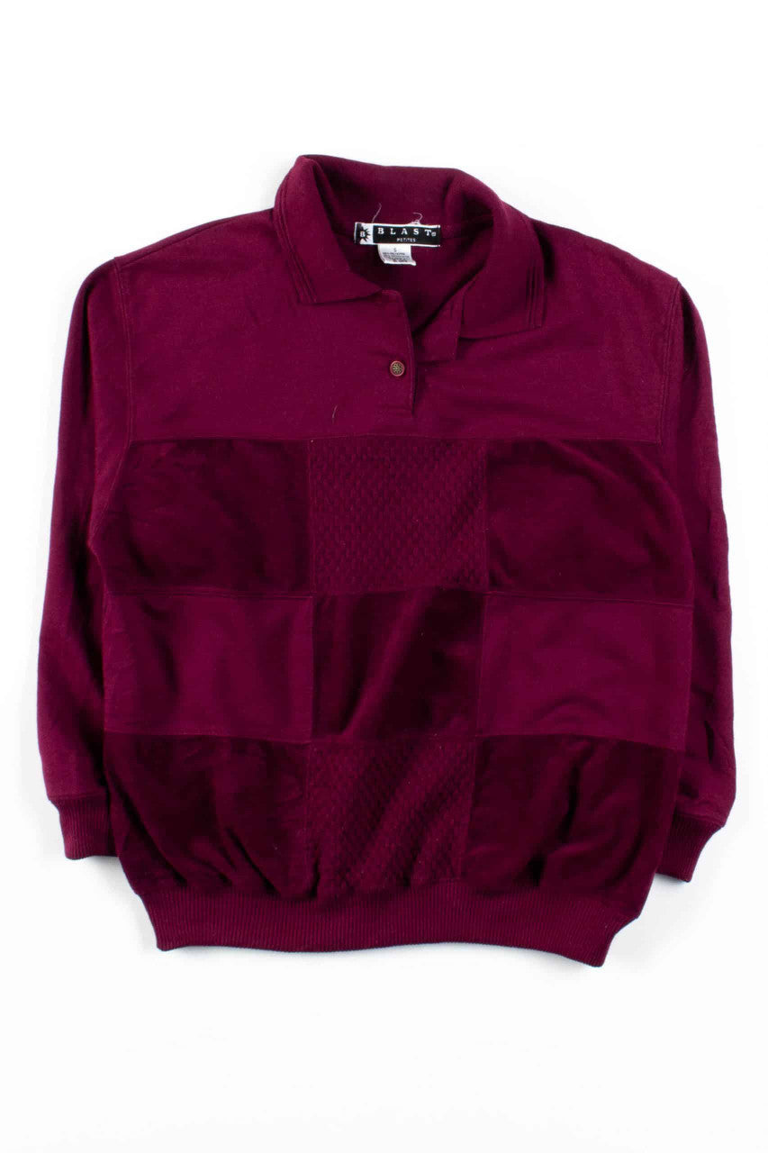 Burgundy Squares Polo Sweatshirt