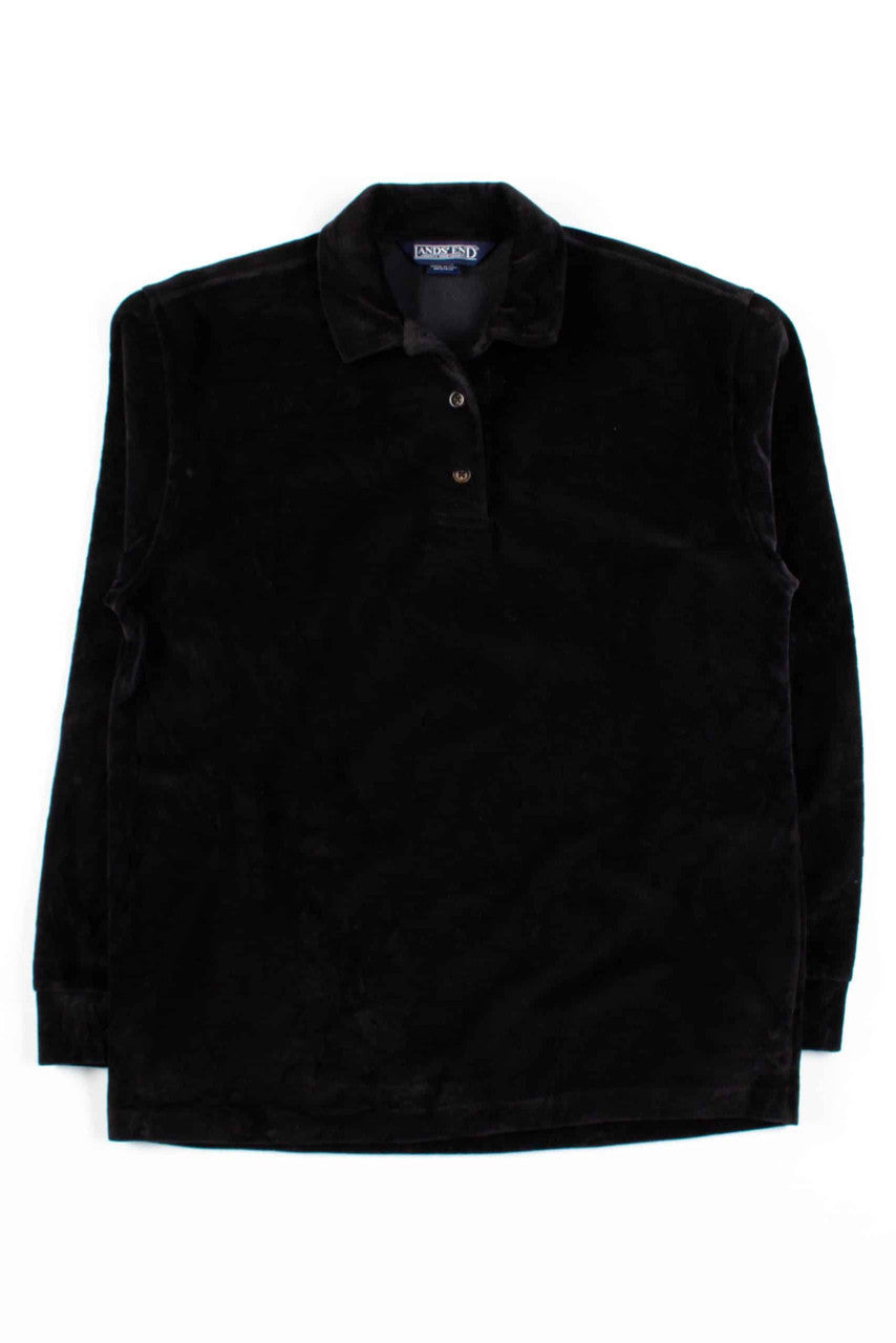 Black Velvet Button Collar Sweatshirt
