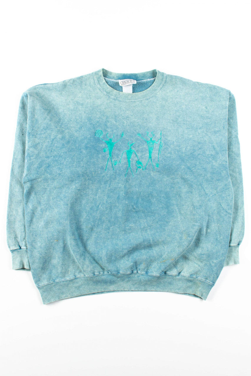 Green Stonewashed Cave Paintings Sweatshirt
