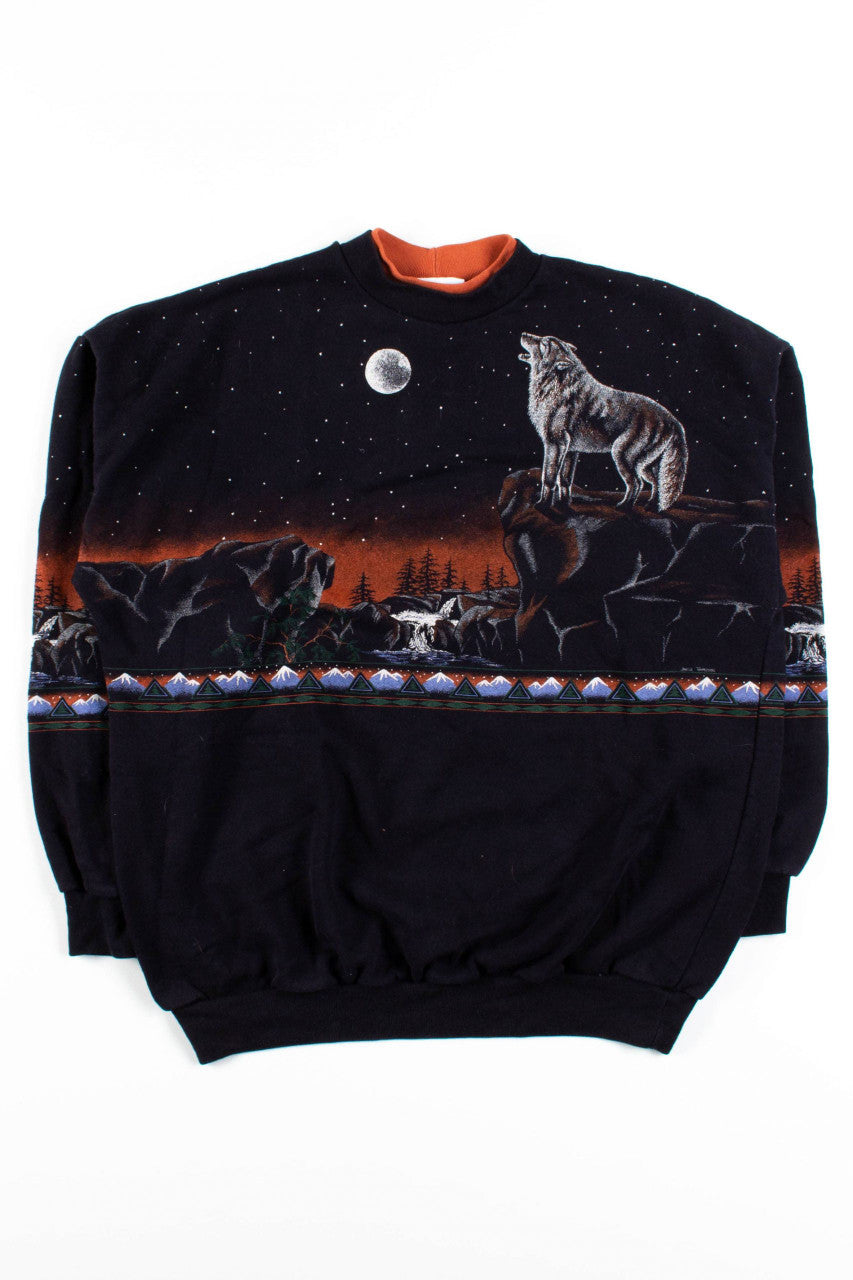Allover Night Wolf Graphic Sweatshirt