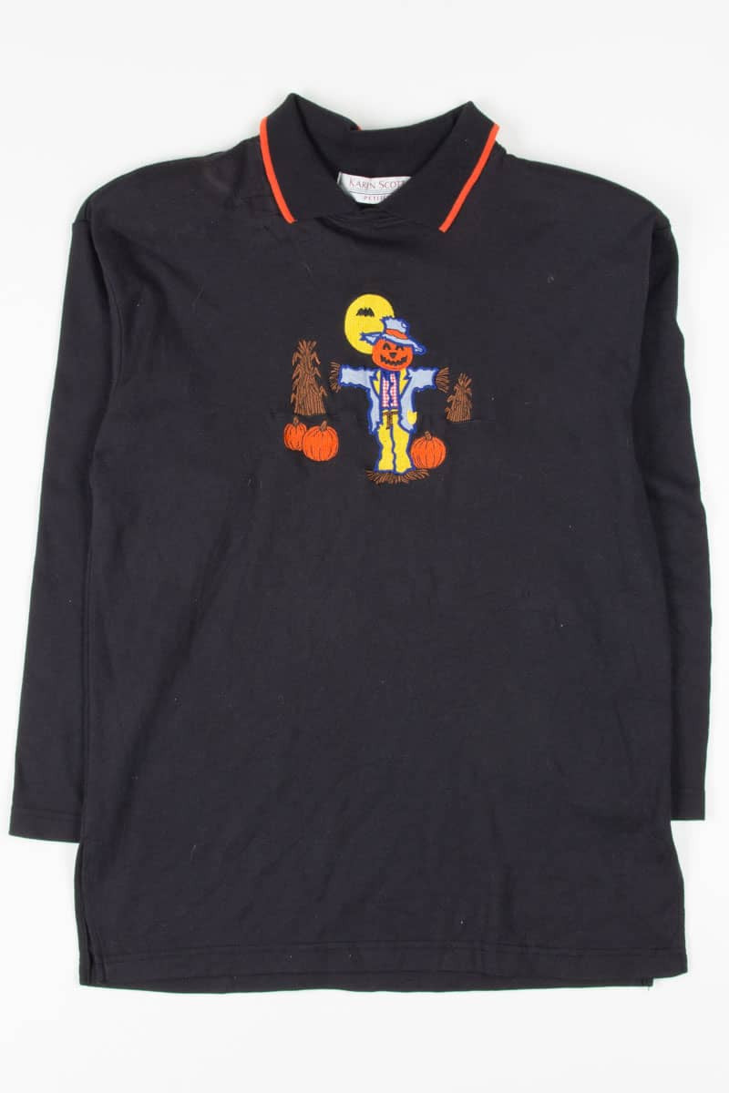 Halloween Scarecrow Collared Sweatshirt