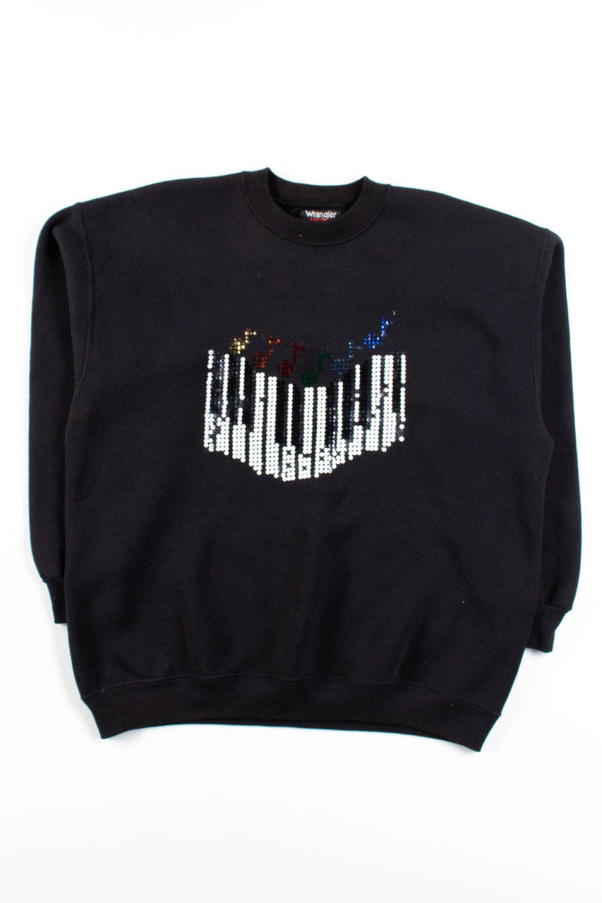 Black Sequin Keys Sweatshirt
