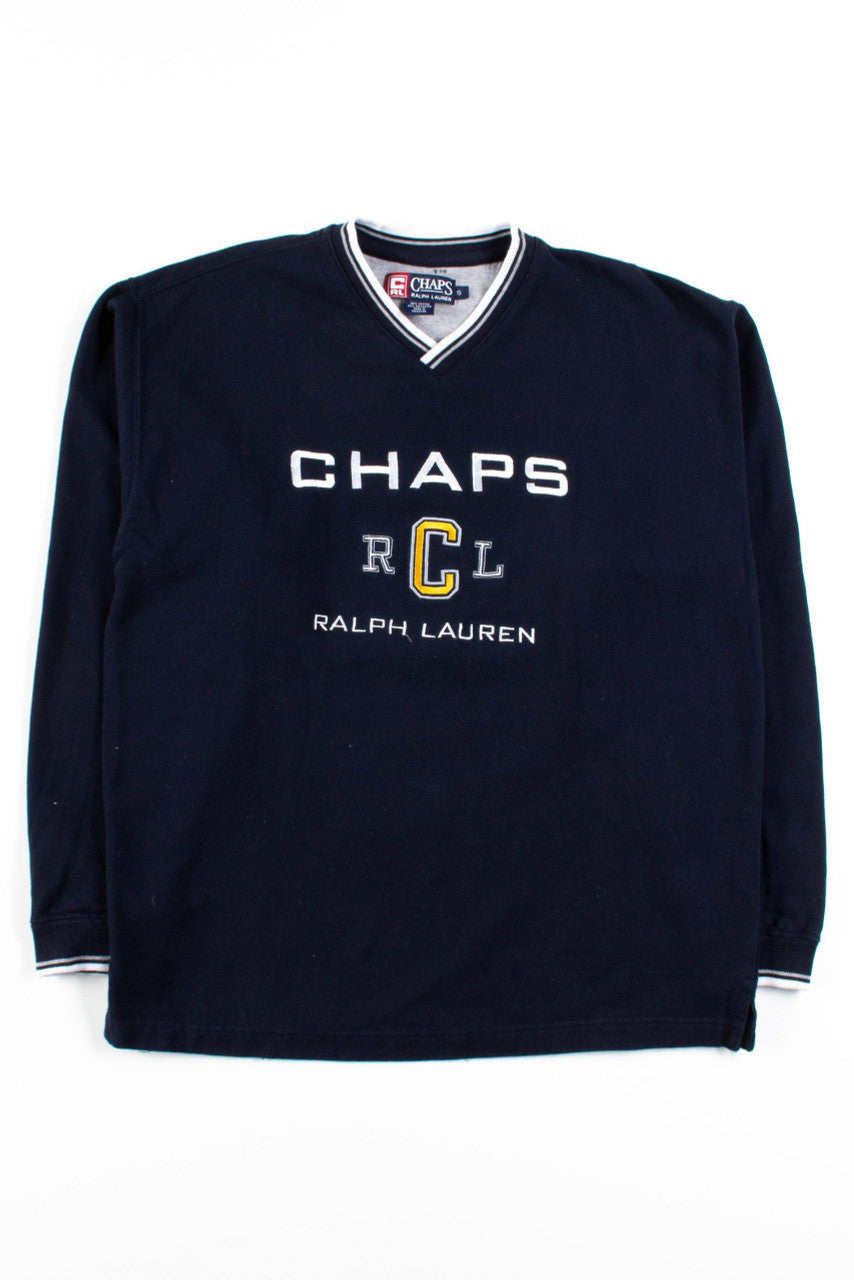 Black Chaps V-Neck Sweatshirt