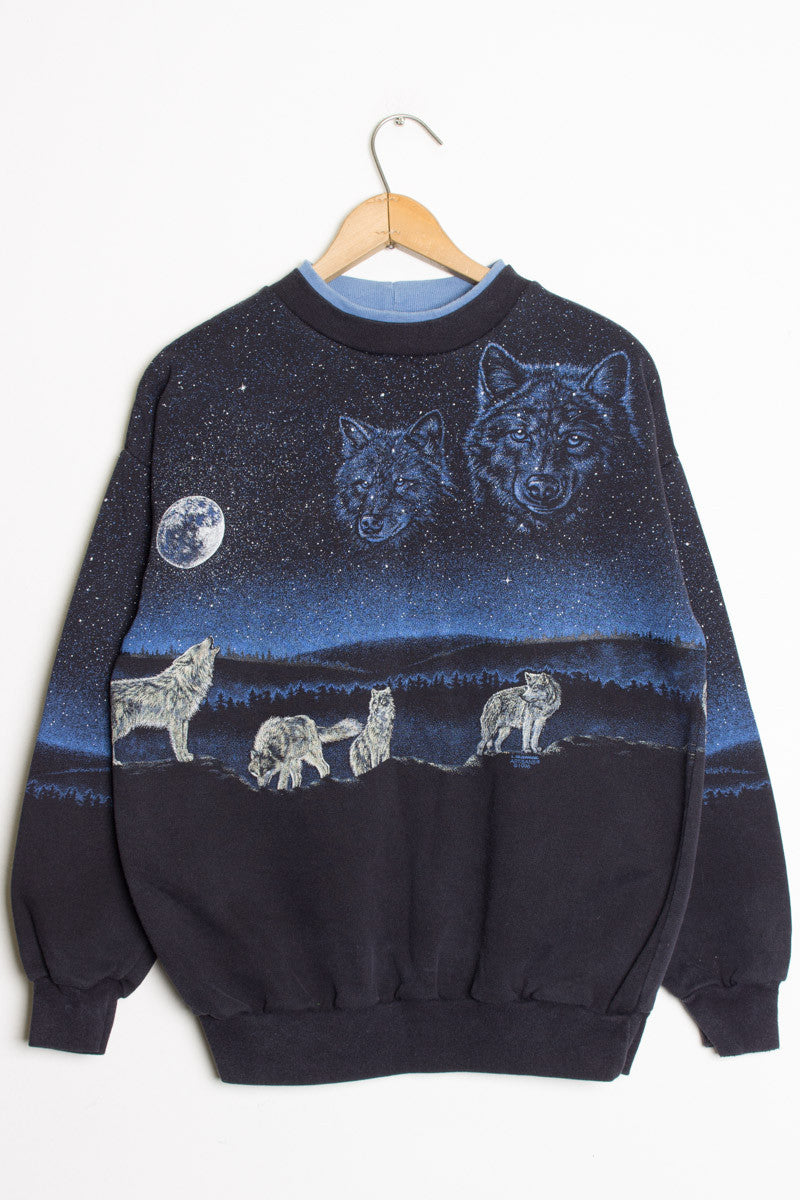 Vintage Wolves in the Sky Sweatshirt