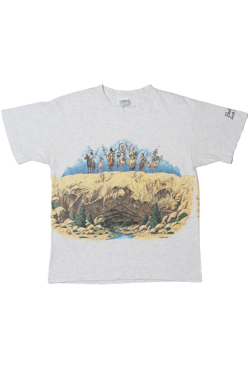 Vintage 1994 Badlands South Dakota Native Wraparound Print T-Shirt
