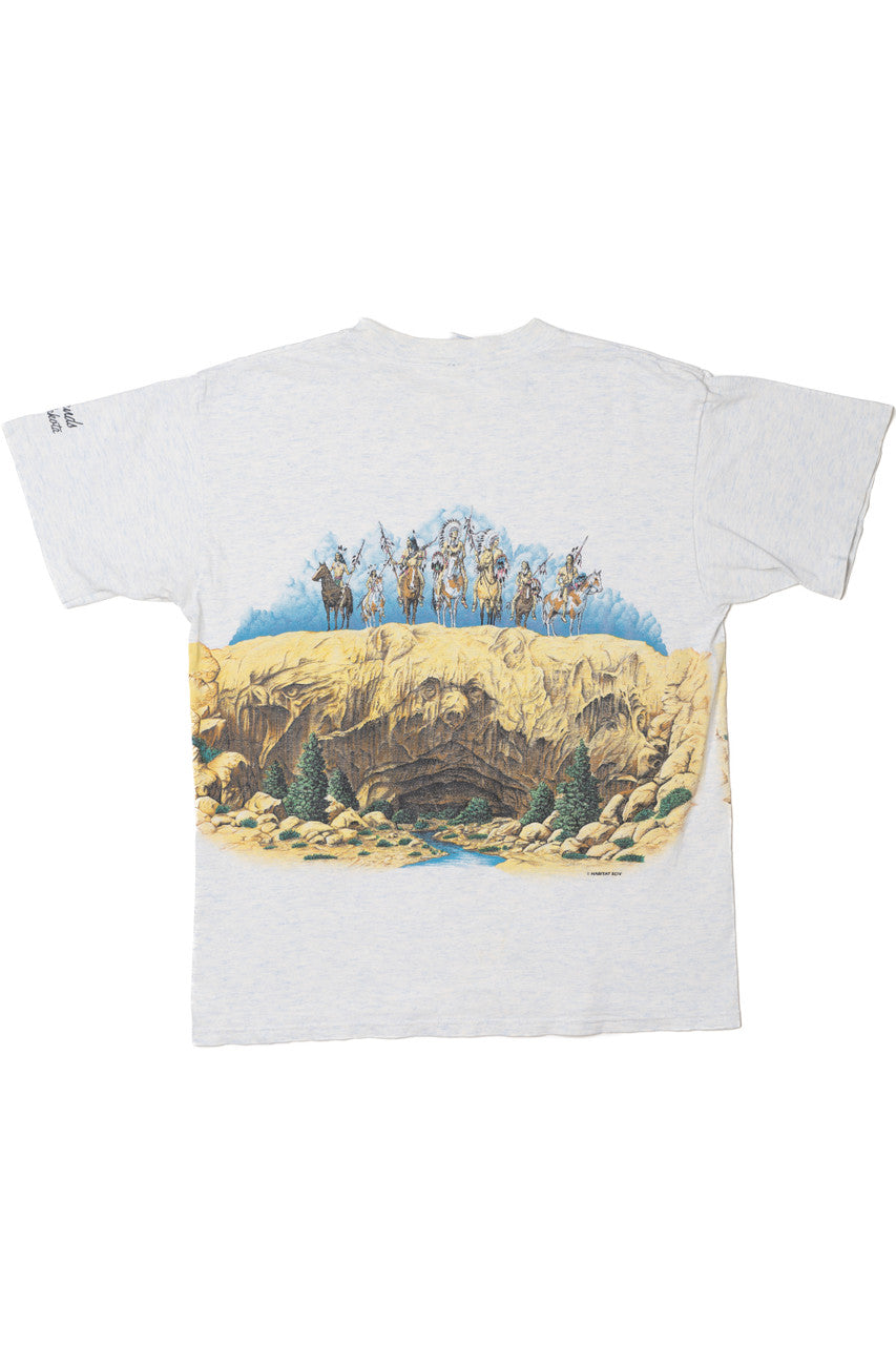 Vintage 1994 Badlands South Dakota Native Wraparound Print T-Shirt