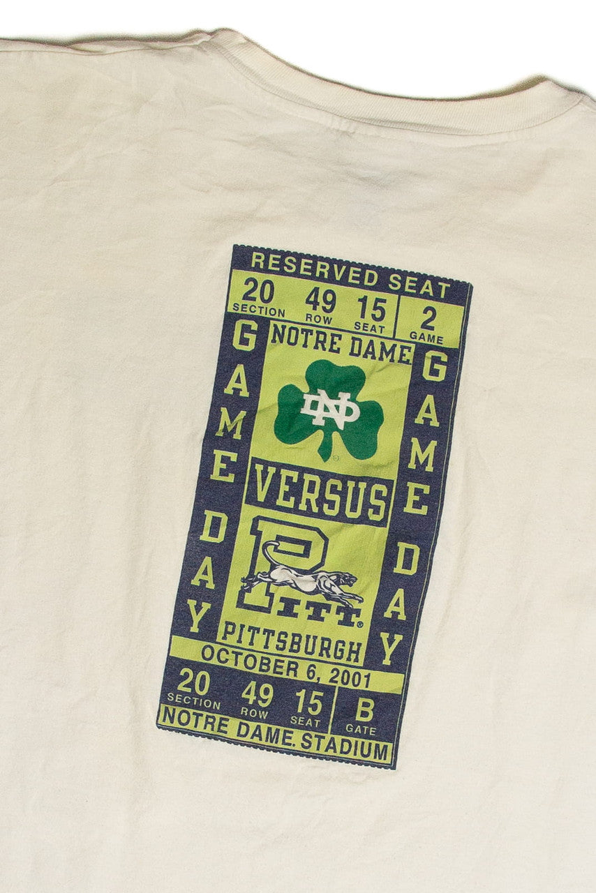 Vintage Notre Dame Vs. Pittsburgh Reserved Seat T-Shirt (2001)