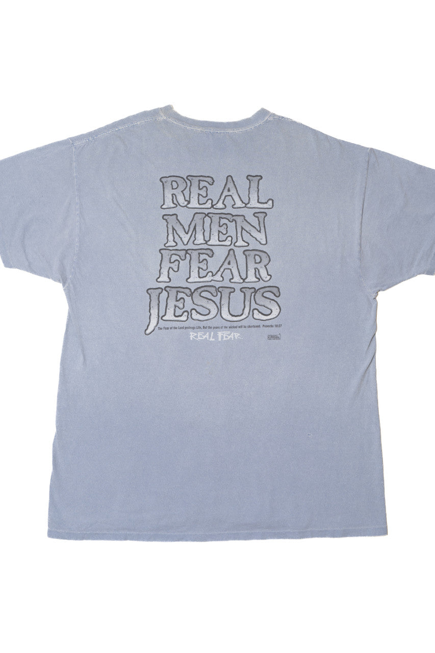 Vintage Distressed "Real Men Fear Jesus" Real Fear T-Shirt