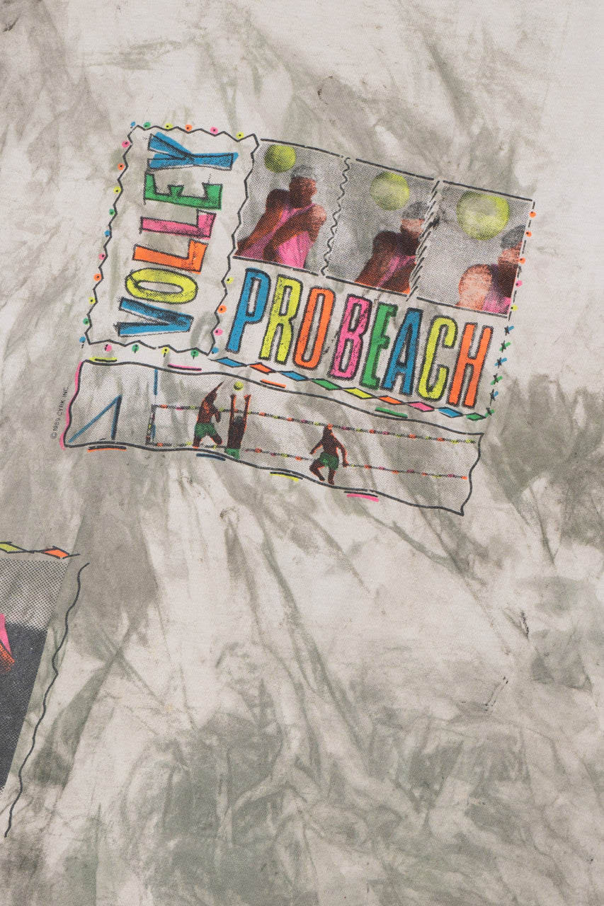 Vintage 1989 Pro Beach Volleyball Paint Dyed T-Shirt