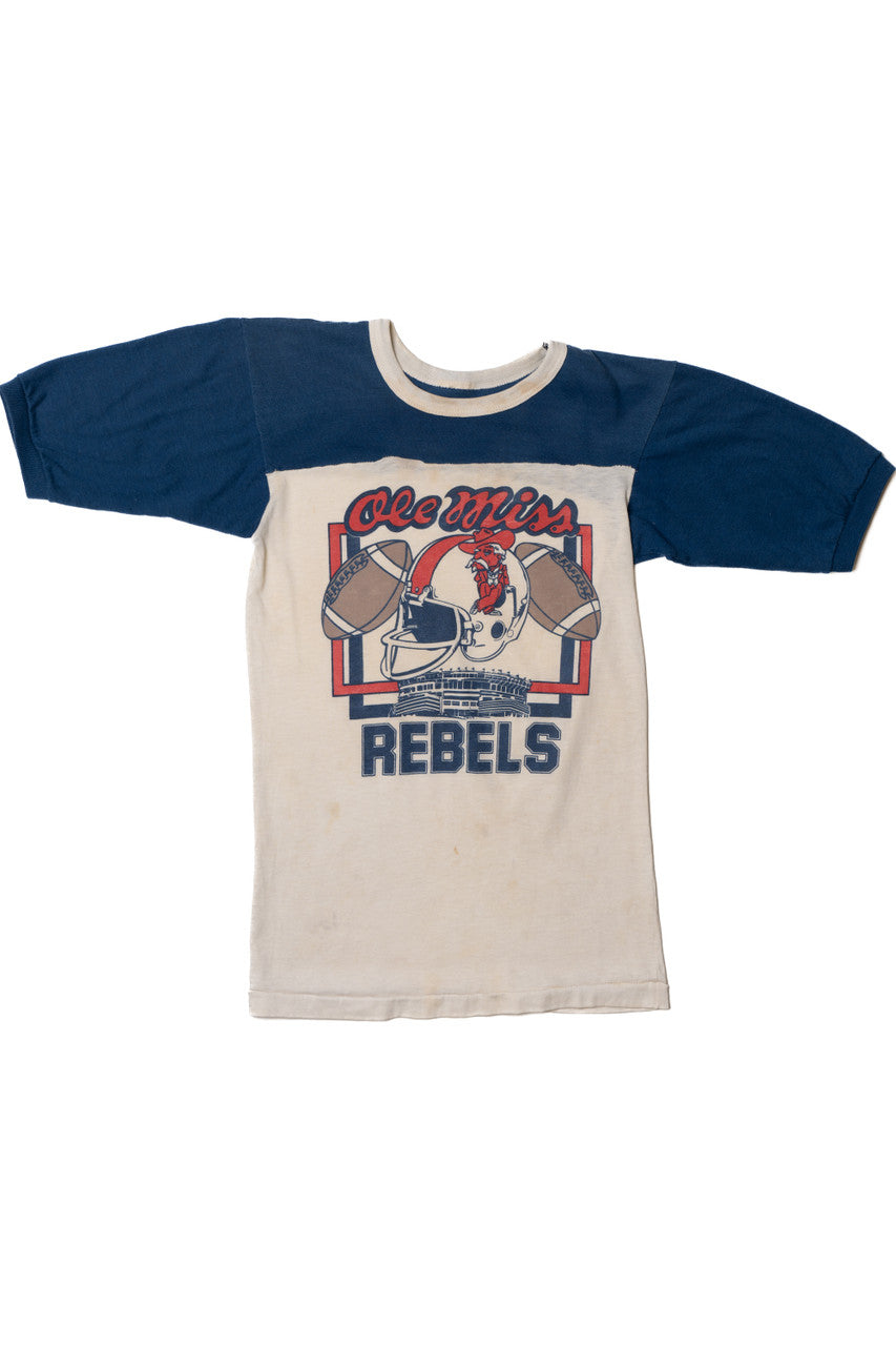 Vintage Distressed "Ole Miss Rebels" Football Ringer T-Shirt
