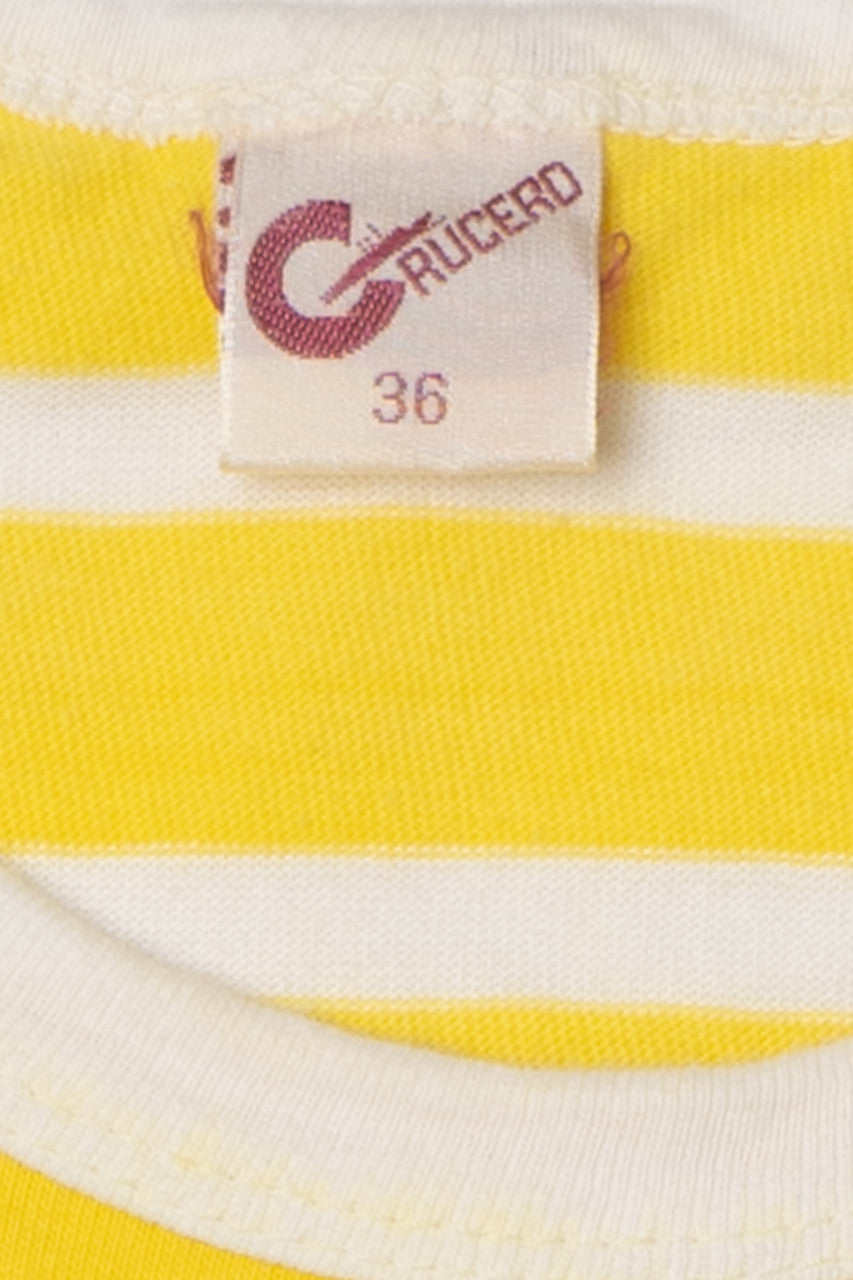 Vintage "Acapulco" Yellow & White Striped Ringer T-Shirt