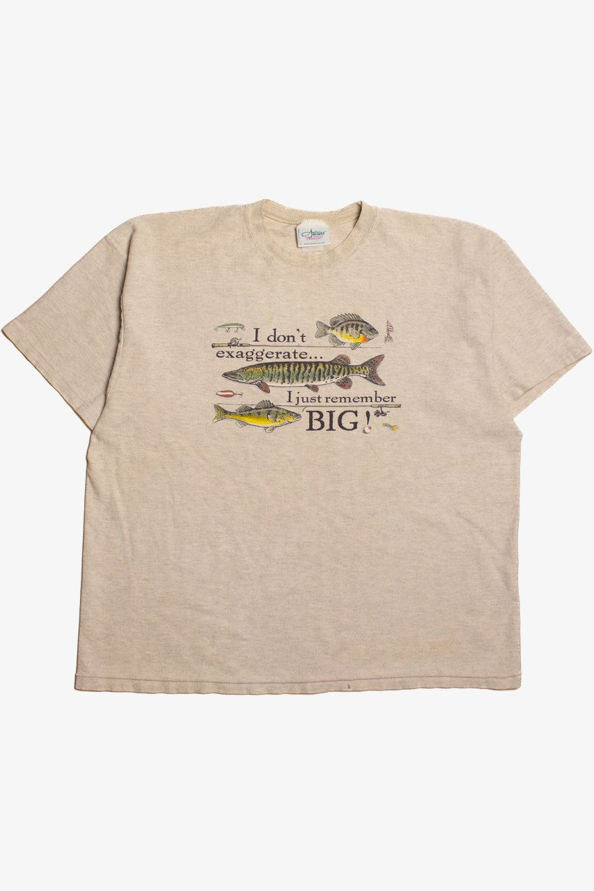 Vintage "I Don't Exaggerate... I Just Remember BIG!" Fishing Heavyweight T-Shirt (1990s)