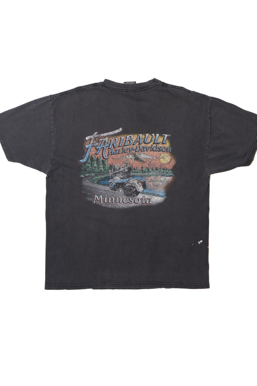 Vintage Distressed Harley Davidson Lightning Chrome Faribault Minnesota T-Shirt