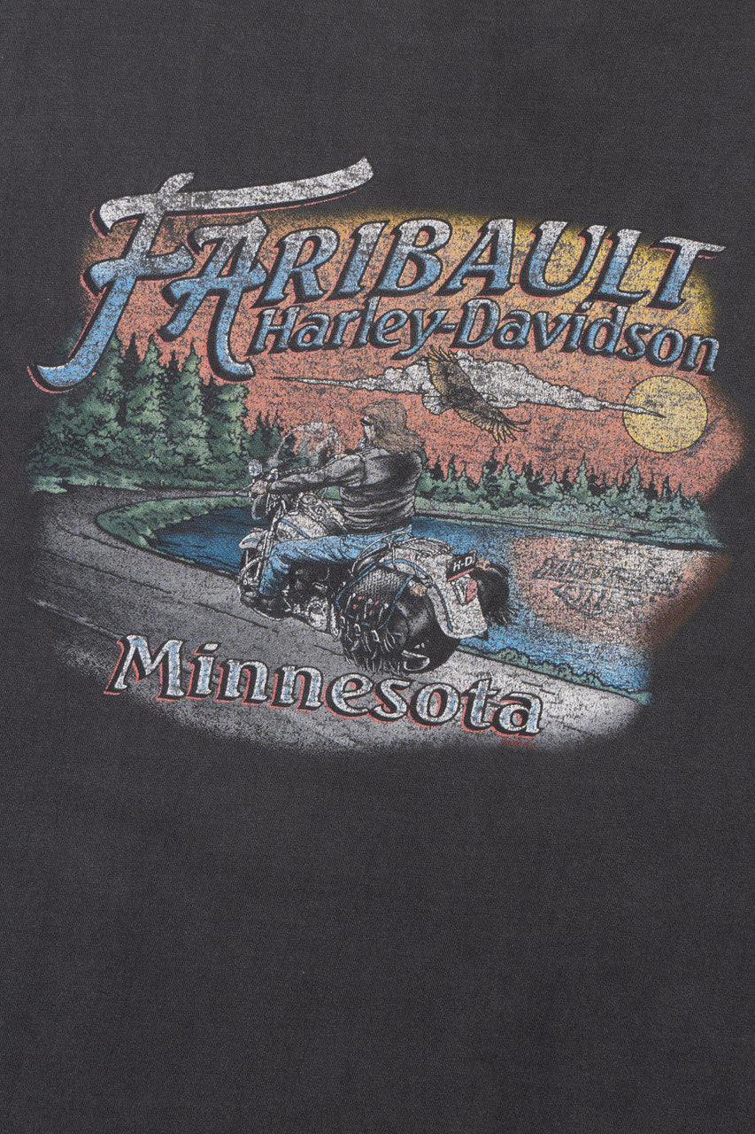 Vintage Distressed Harley Davidson Lightning Chrome Faribault Minnesota T-Shirt