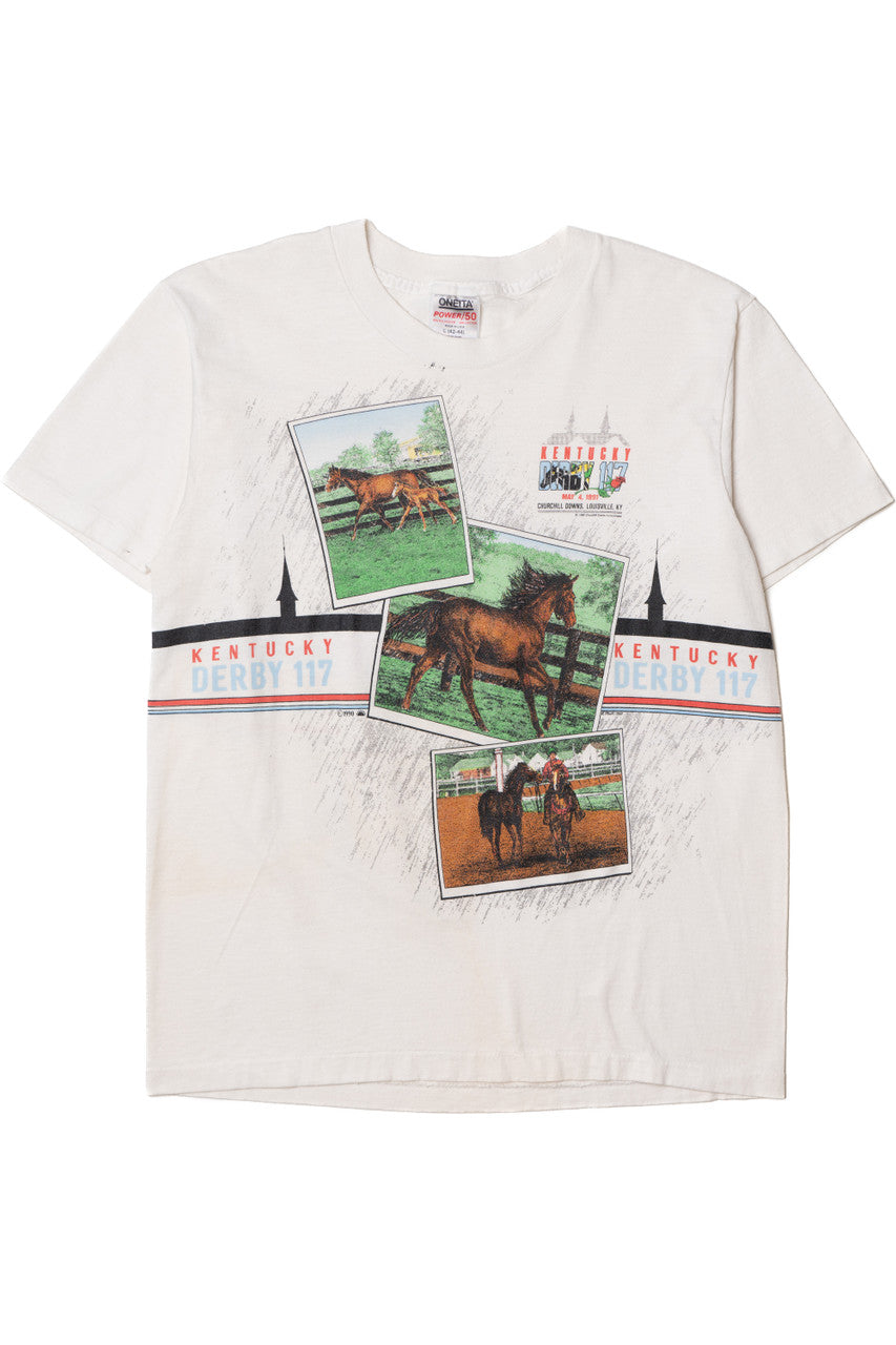 Vintage 1990 Kentucky Derby Front/Back Print T-Shirt