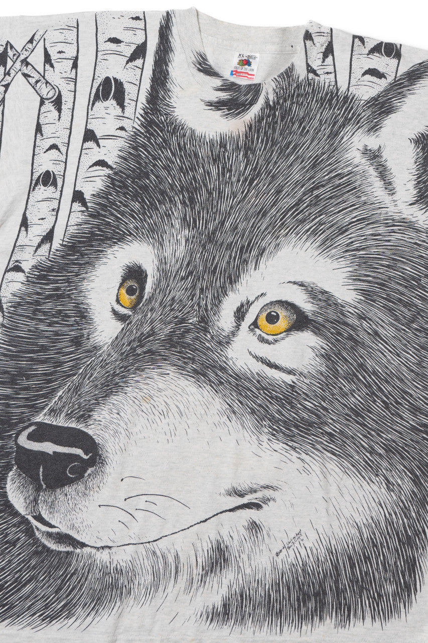 Vintage 1991 Wolf All Over Print T-Shirt