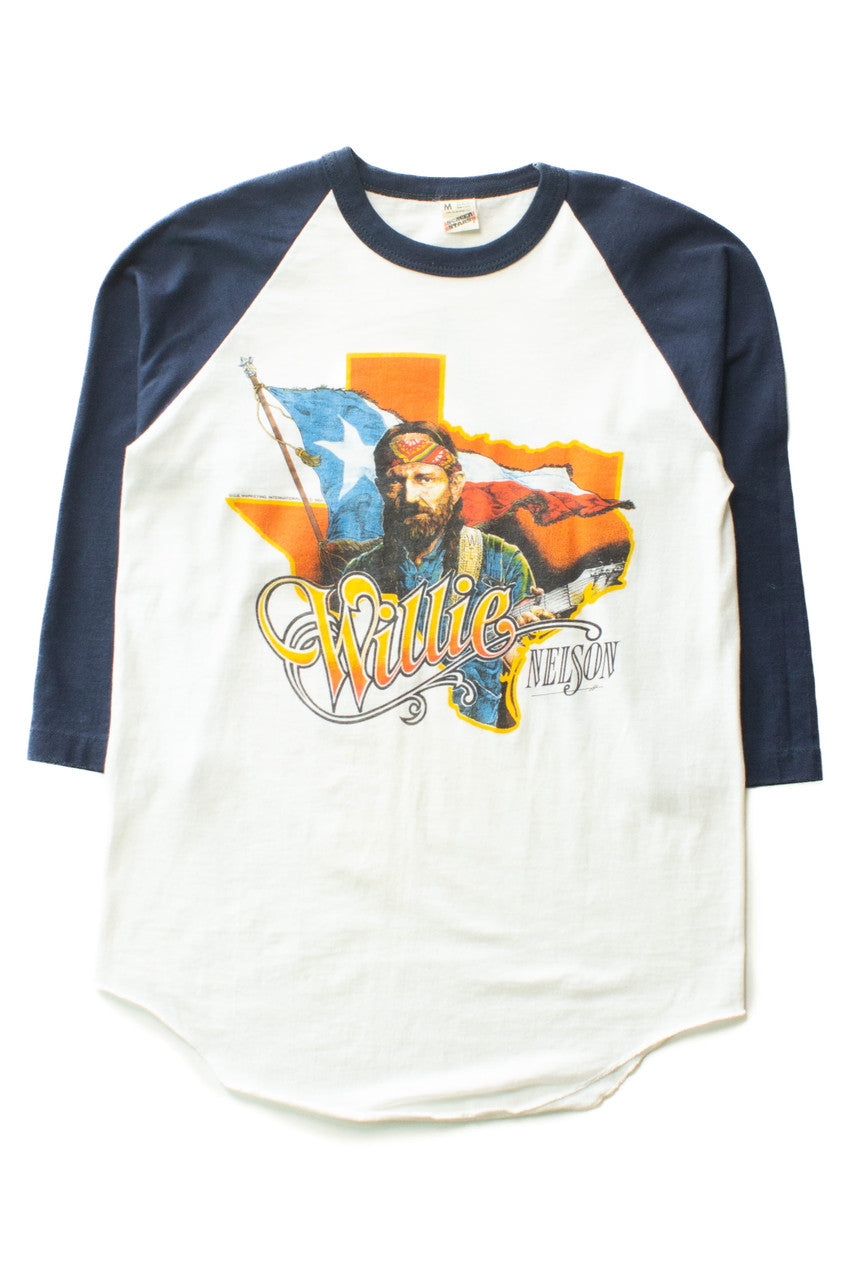 Vintage Willie Nelson On Tour Raglan 3/4 Sleeve T-Shirt (1984)