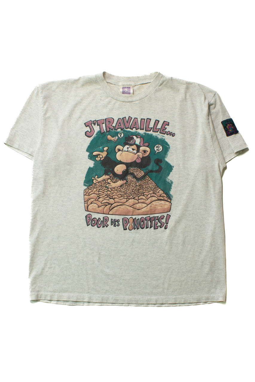 Vintage J'Travaille pour des Pinottes T-Shirt (1990s)